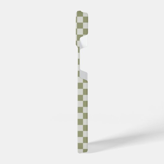 Sage Green Checkerboard met patrooncontrole iPhone Hoesje (Linkerkant)