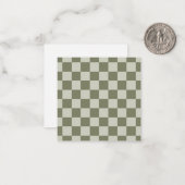 Sage Green Checkerboard Notitiekaartje (Voorkant / Achterkant in situ)