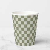Sage Green Checkerboard Papieren Bekers (Achterkant)