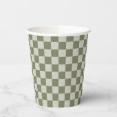 Sage Green Checkerboard Papieren Bekers (Links)