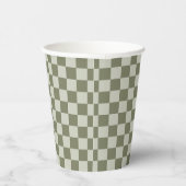 Sage Green Checkerboard Papieren Bekers (Rechts)