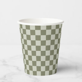 Sage Green Checkerboard Papieren Bekers