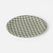 Sage Green Checkerboard Papieren Bordje (Gekanteld)
