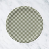 Sage Green Checkerboard Papieren Bordje