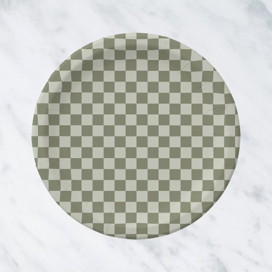 Sage Green Checkerboard Papieren Bordje