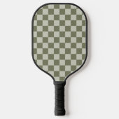 Sage Green Checkerboard Pickleball Paddle (Voorkant)