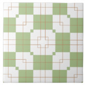 Sage Green Checkerboard rasterpatroon Tegeltje (Voorkant)
