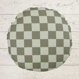 Sage Green Checkerboard Rond Kussen