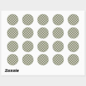 Sage Green Checkerboard Ronde Sticker (Vel)