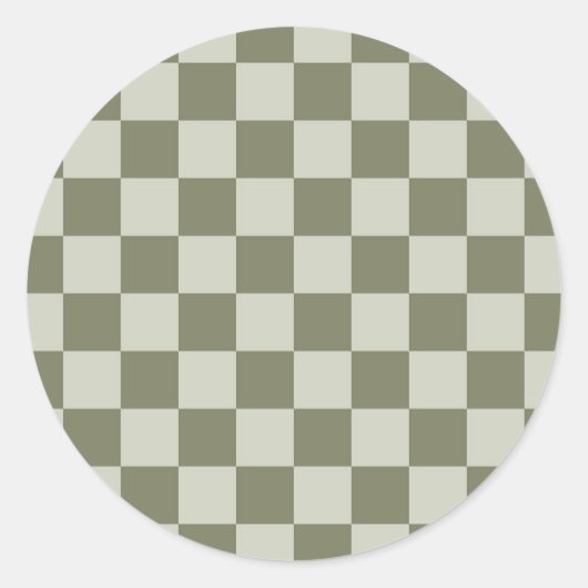 Sage Green Checkerboard Ronde Sticker (Voorkant)