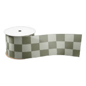 Sage Green Checkerboard Satijnen Lint (Spoel)