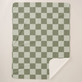 Sage Green Checkerboard Sherpa Deken (Voorkant)