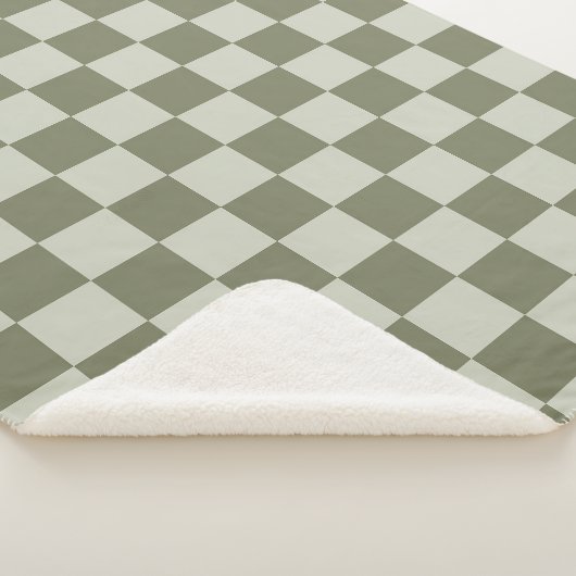 Sage Green Checkerboard Sherpa Deken (3/4)