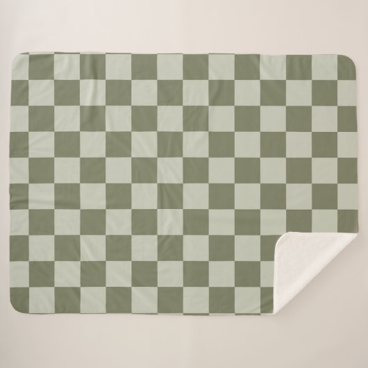 Sage Green Checkerboard Sherpa Deken (Voorkant (horizontaal))