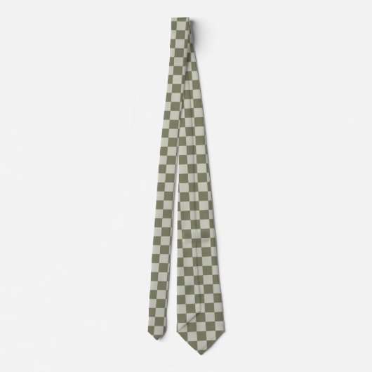 Sage Green Checkerboard Stropdas (Achterkant)