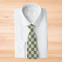 Sage Green Checkerboard Stropdas