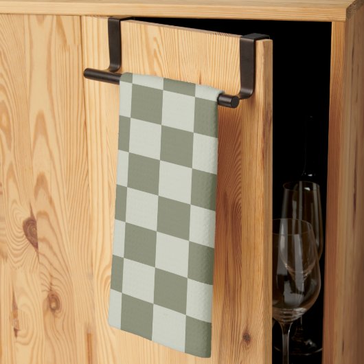 Sage Green Checkerboard Theedoek (Derde Gevouwen)