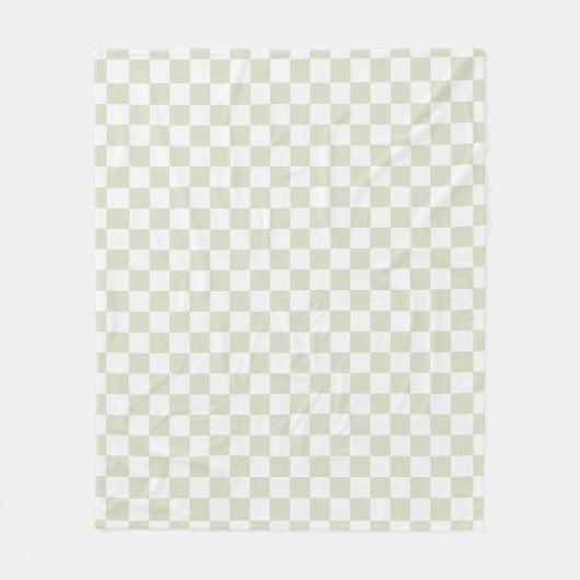 Sage Green Checkered Patroon Checkerboard Check Fleece Deken (Voorkant)
