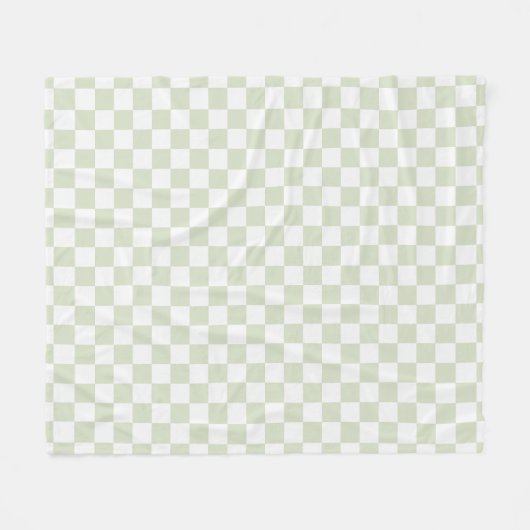 Sage Green Checkered Patroon Checkerboard Check Fleece Deken (Voorkant (Horizontaal))