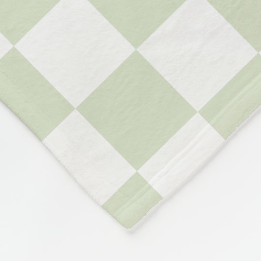 Sage Green Checkered Patroon Checkerboard Check Fleece Deken (Hoek)