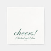 Sage Green Cheers Elegant Personalized Wedding Servet (Voorkant)
