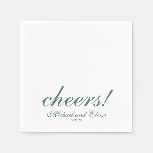 Sage Green Cheers Elegant Personalized Wedding Servet (Voorkant)