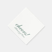 Sage Green Cheers Elegant Personalized Wedding Servet (Hoek)