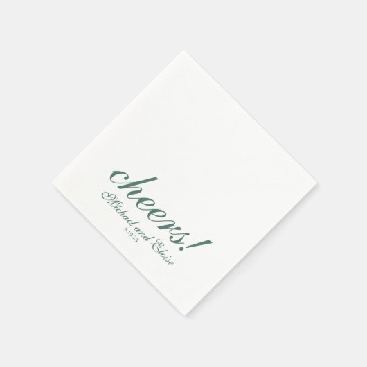 Sage Green Cheers Elegant Personalized Wedding Servet (Hoek)