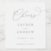 Sage Green Cheers Elegant Wedding Wine Label 1 Wijn Etiket (Enkel label)