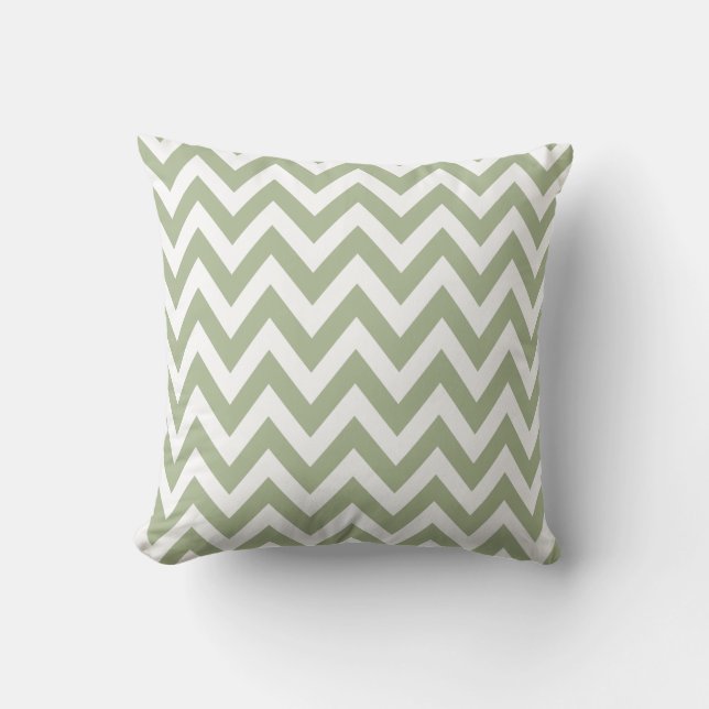 Sage Green Chevron Zigzag Pattern Kussen (Voorkant)