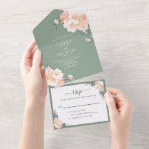 Sage Green Chic Blush Peach Floral Boho Wedding