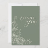Sage Green Chic Botanical Daisy Garden Wedding Bedankkaart (Voorkant)