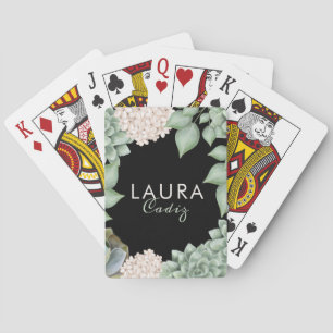 Sage Green Chic Country Floral & Foliage Frame Pokerkaarten