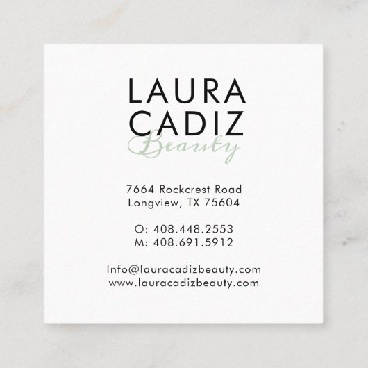 Sage Green Chic Country Floral & Foliage Lijst Vierkante Visitekaartje (Achterkant)