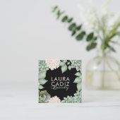 Sage Green Chic Country Floral & Foliage Lijst Vierkante Visitekaartje (Staand voorkant)