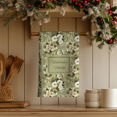 Sage Green Chic Decor Personalized Floral Towel  Theedoek