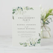 Sage Green Chic Eucalyptus Engagement Party Kaart (Staand voorkant)