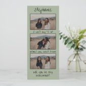 Sage Green Chic Fotostrip Bruidsmeisje voorstel Save The Date (Staand voorkant)