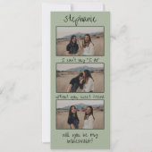 Sage Green Chic Fotostrip Bruidsmeisje voorstel Save The Date (Voorkant)