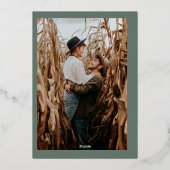 Sage green chic gold ampersand noemt foto bruiloft folie uitnodiging (Achterkant)