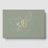 Sage Green | Chic Monogram bruiloft gastenboek (Voorkant)