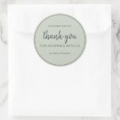 Sage Green Chic Script Thank You For Shopping Ronde Sticker (Tas)