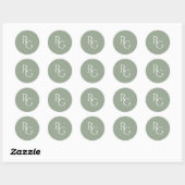 Sage Green | Chic Simple Initials  Ronde Sticker (Vel)