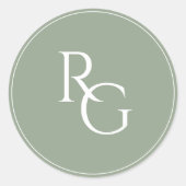 Sage Green | Chic Simple Initials  Ronde Sticker (Voorkant)