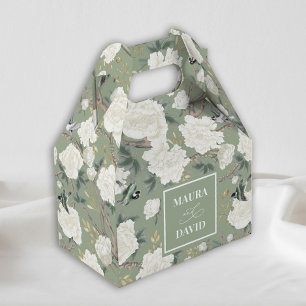 Sage Green Chinoiserie Birds Flowers Wedding Bedankdoosjes