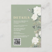 Sage Green Chinoiserie Bloemen Trouwdetails Informatiekaartje (Voorkant)