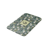 Sage Green Chinoiserie Floral White Initial Badmat (Gekanteld)