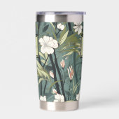 Sage Green Chinoiserie Floral White Initial Geïsoleerde Drinkbeker (Links)
