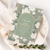 Sage Green Chinoiserie Floral Women 40th Birthday Kaart