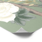 Sage Green Chinoiserie Flower Bird Wedding Welkom Poster (Hoek)